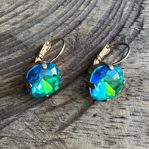 Elegant Gold and Blue-Green Earrings
